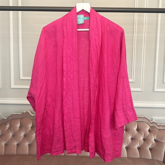 NWOT ZOE MARBELLA 100% LINEN JACKET WITH POCKET SIZE OS - Picture 8 of 17